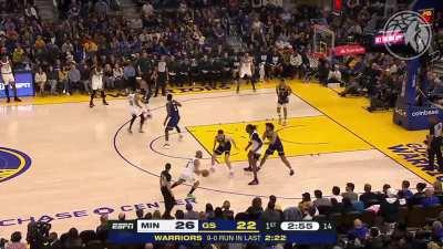 [Highlight] Naz Reid drills his 3rd triple of the quarter as he cooks the Warriors for 18 1st quarter points