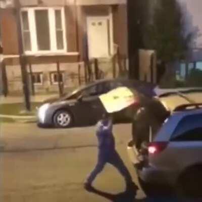 Bicycle man got conked hard.