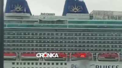 27/8/2023 Cruise ship impacts tanker during storm in Palma de Mallorca, Spain. Cruise was docked but moorings broke due high winds.