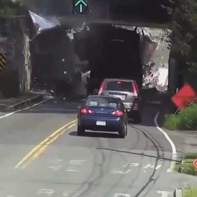 Truck crash into the tunnel