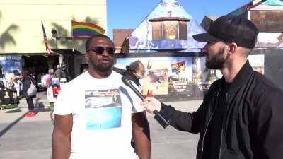 People in Los Angeles being asked if they care about controversy when Joe Rogan used the N word