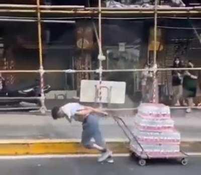 Helping a fellow bro who was struggling with his cart.