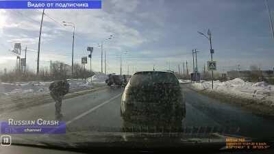 WCGW kicking a car with good intentions.