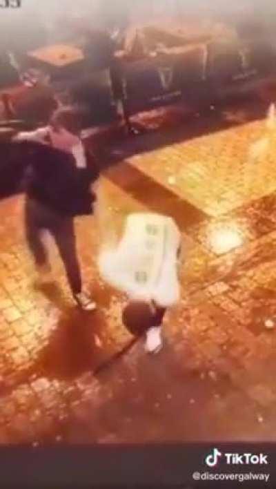 Drunk guy gets into a fight with a pole