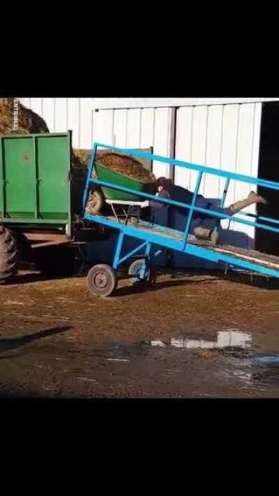 Pushing a wheelbarrow full of poop on a slippery slope