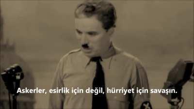 Charlie Chaplin'in The Great Dictator filminin sonunda yaptığı konuşma. Harika değil mi?
