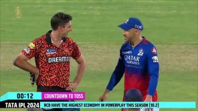 Is faf telling Cummins about the Botched toss in RCB vs MI game?
