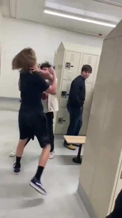 High School Fight in the Locker Room (Another Guy Jumps in and Ruins It)