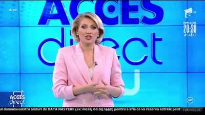 Naked woman throws a stone at tv presenter in Romania