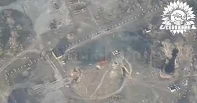 A MiG-29 airstrike on a Russian underground command post using a GBU-62 aerial bomb. Oleshki, Kherson region, March 2025.