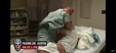 Erobb thinking he is safe in the infirmary after the twitchcon beatdown but then I come in to finish the job.