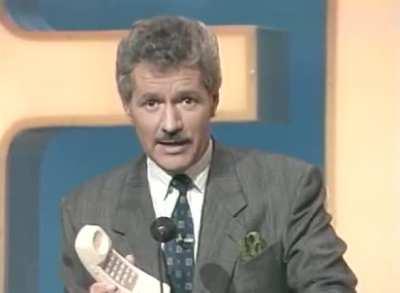 Alex Trebeck shooting promos for the phone version of Jeopardy and cussing like a sailor