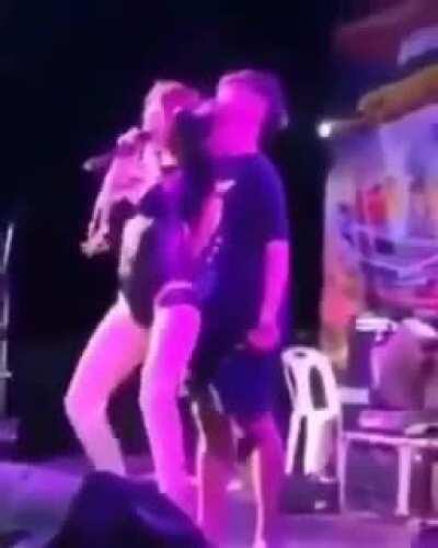 Invited fan onstage just wants to play a more engaging role