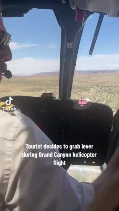to pull the rotor brake lever mid flight of a helicopter 