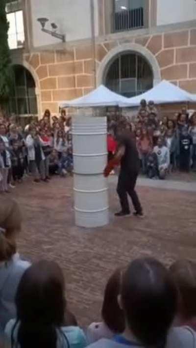 Another video of the Liquid Nitrogen explosion during a science performance in Girona, Spain