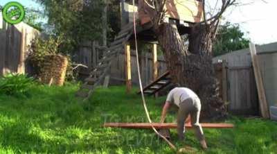 To launch into space with a see-saw.