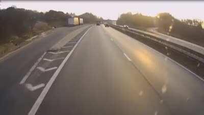 DoV? Cam is attached to a windshield of a fully loaded truck. Driver was jailed.