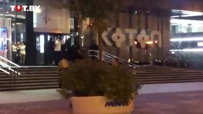 Confrontation between protesters and riot police in Minsk