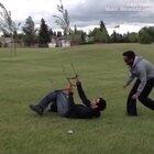 Flying a kite in strong wind