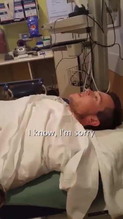 This kid high on anesthesia.