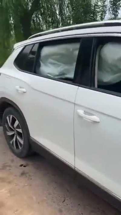 unmarked ditch in the road