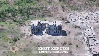 RU POV: The Russian flag is raised  in the eastern part of Chasiv Yar
