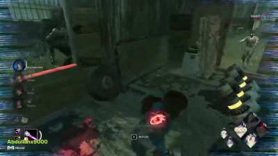 Zombie at shack pallet, window blocked, nemesis at the other door