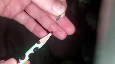 About to use a newly sharpened pencil.