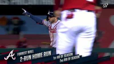 [Highlight] [Highlight] Forrest Wall's first MLB home run in his first MLB start gives the Braves a 6-3 lead over the Nationals.
