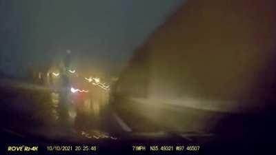 WCGR not touching the pedals or oversteering during a hydroplane at 70mph