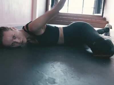 A soft spank to herself and the ass jiggles