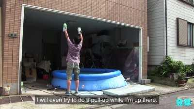 Local Japanese man attempts to become spider man with tape and sticky cockroach traps