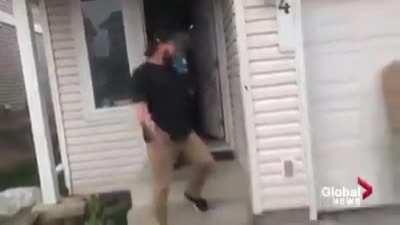 This teenager in Canada got a knock on his door from his neighbor and thought he might be in trouble for dribbling his basketball all hours of the day. Instead his neighbor raised money from the community to get him a hoop.