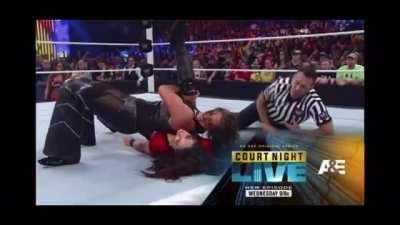 Stephanie McMahon victory pose footage against brie bella