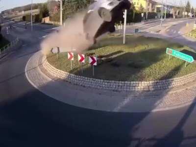 Powerful departure from the road