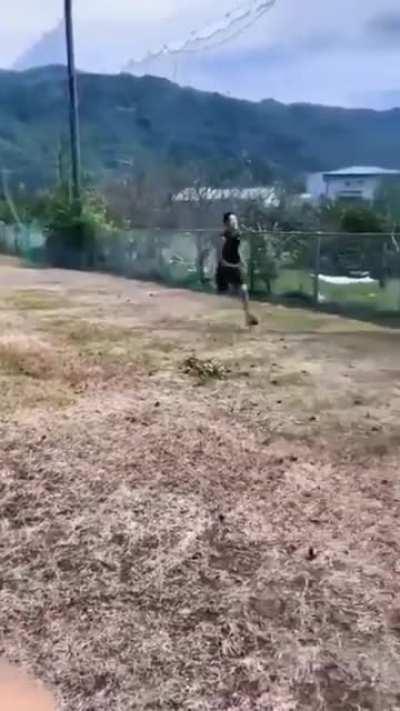 Exaggerated goal celebration.