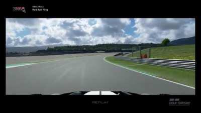 CONTEXT: Lost traction outta the corner, bumped a faster driver behind me and then I gave my position away.