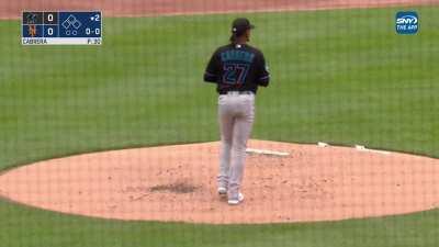 [Highlight] Edward Cabrera Stumbles Off The Mound And Receives A Pitching Violation