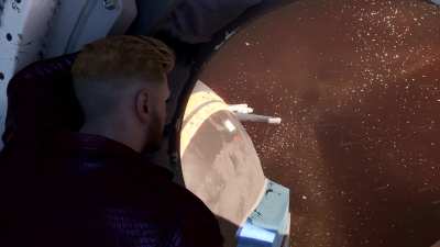 Unusual shadow outside the ship window