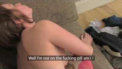 FakeAgentUK Busty redhead receives huge unwanted creampie - no birth control