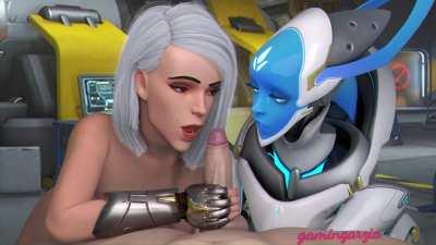 Ashe and Echo sucking dick (gamingarcia)