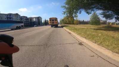 [OC] [Canada] School bus must get in front and passes unnecessarily closely