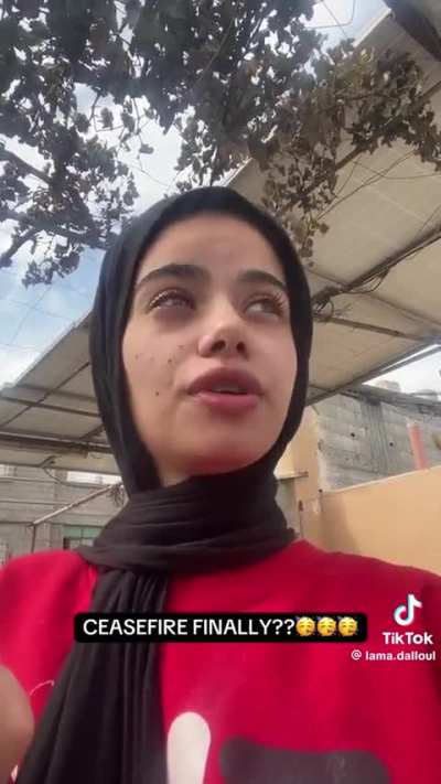 Palestinian hears that there is a ceasefire and has thoughts.