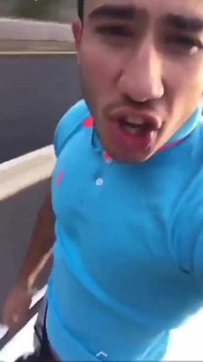 Man fools around while his father takes the wheel