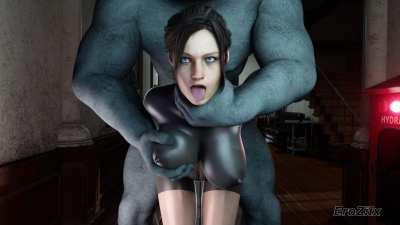 Claire caught by Mr X (Erozilx) [Resident Evil]