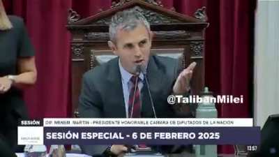 Diputada comunista quiso apurar a Martín Menem acusándolo de censura. Martín educadamente la refirió a mirar las estadísticas, las cuales indican que su bloque que ocupa 3 bancas tiene más minutos hablados que el resto de los bloques, superando a UxP con 