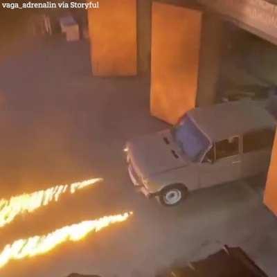 A Russian car enthusiast based in Krasnodar modified a Soviet-era sedan to shoot fire, an invention he claims was “the world’s first flamethrower car”.