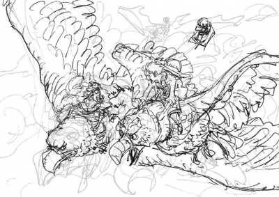 Oda drawing the latest colour spread from chapter 985