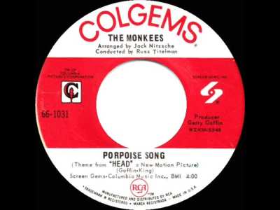 The mono Colgems single 1031, aka Porpoise Song, was released on October 5, 1968