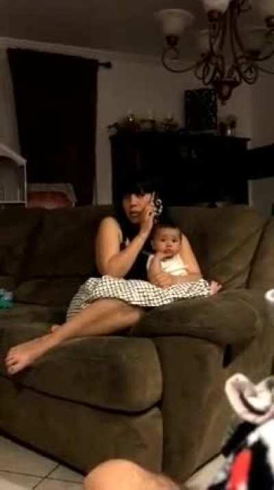 My mom always on the phone